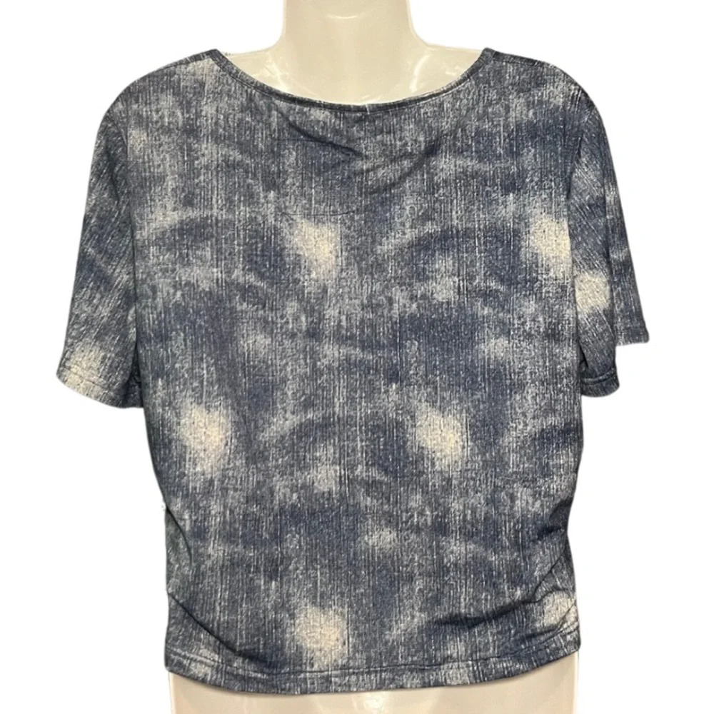 THRILL 94 CURVY GIRL BY ASHLEY STEWART  Acid Wash  DENIM BLUE COLOR RUCHE SZ 2X - Picture 2 of 5